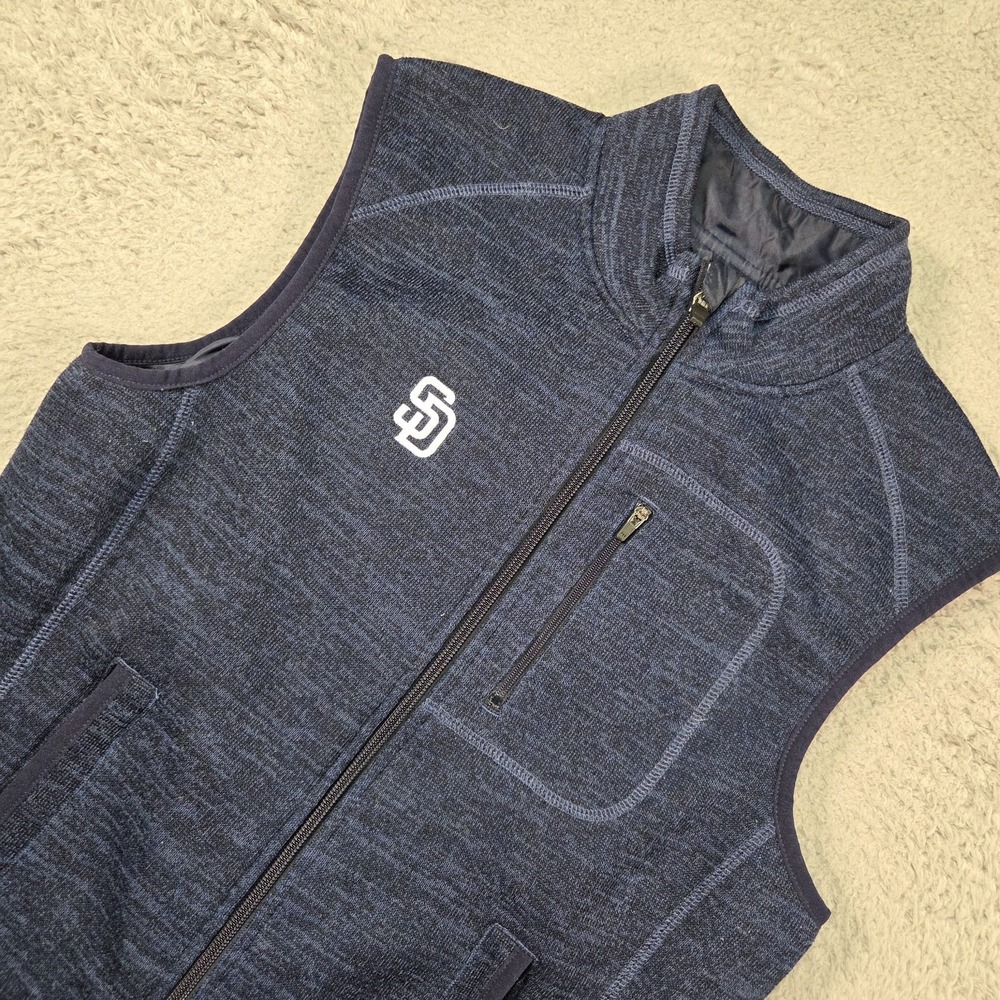 Johnnie-O San Diego Padres Vest Mens Small Blue Twilight Marl Knit Golf Full Zip